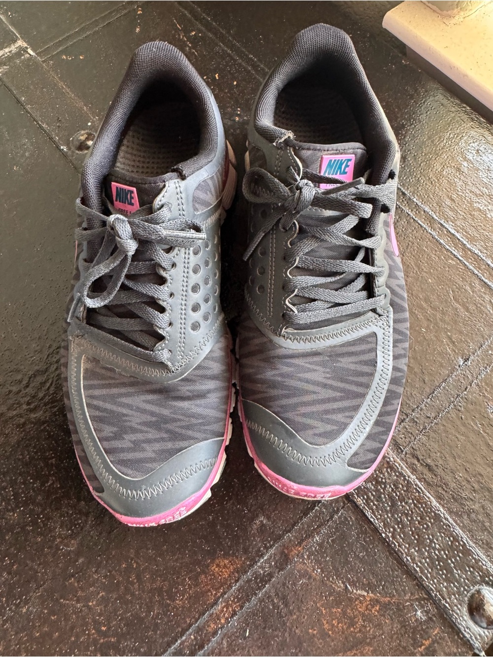 Nike Gray and Pink Running Sneakers